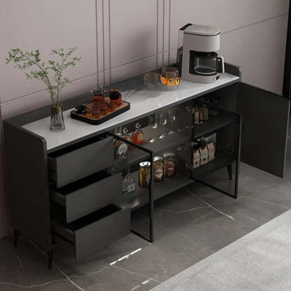 Modern Walnut Wood Large Wine Rack Cabinet — Walnut/White