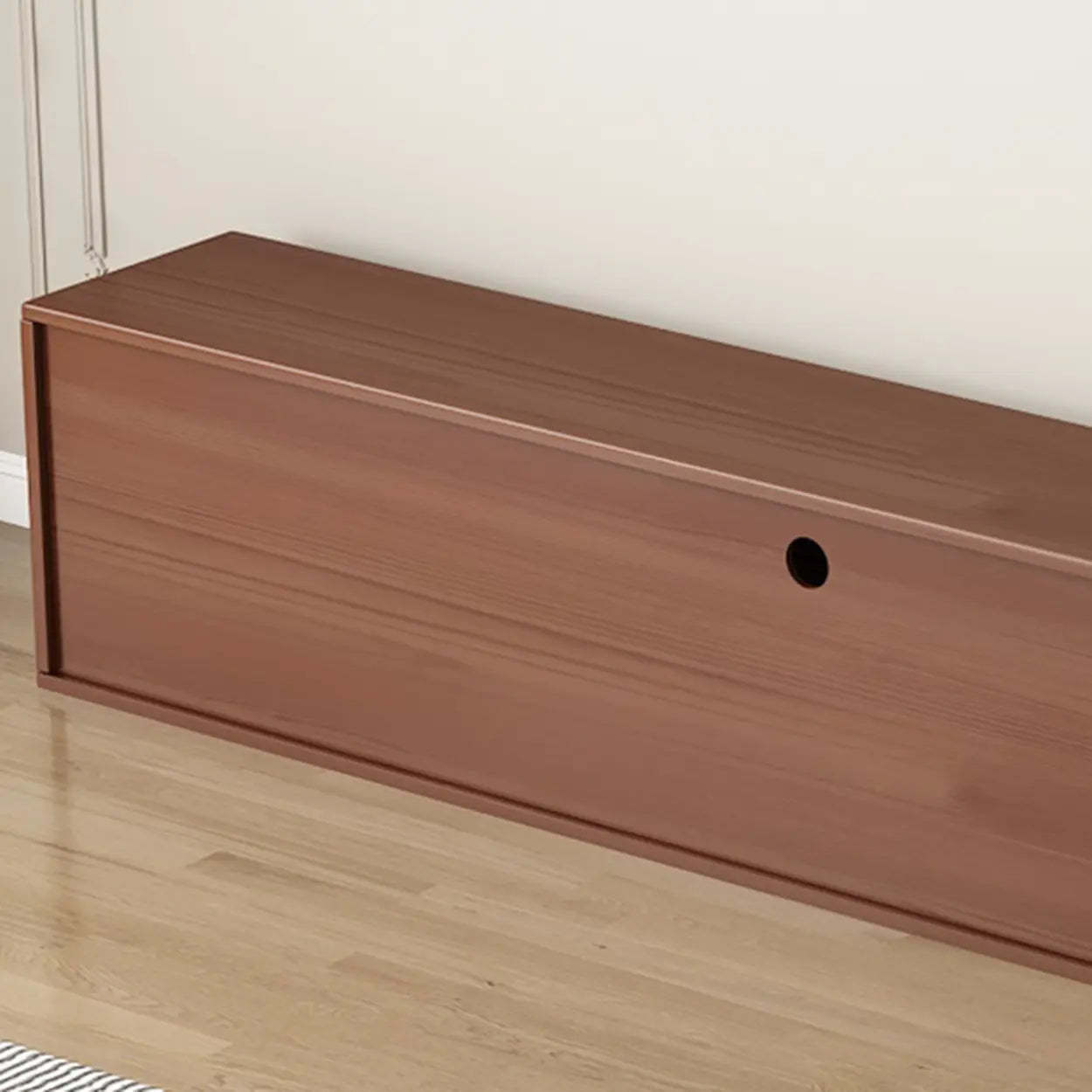 Modern Walnut Wood TV Stand with Cabinet — Brown