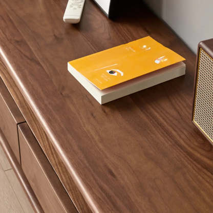 Modern Walnut Wood TV Stand with Cabinets