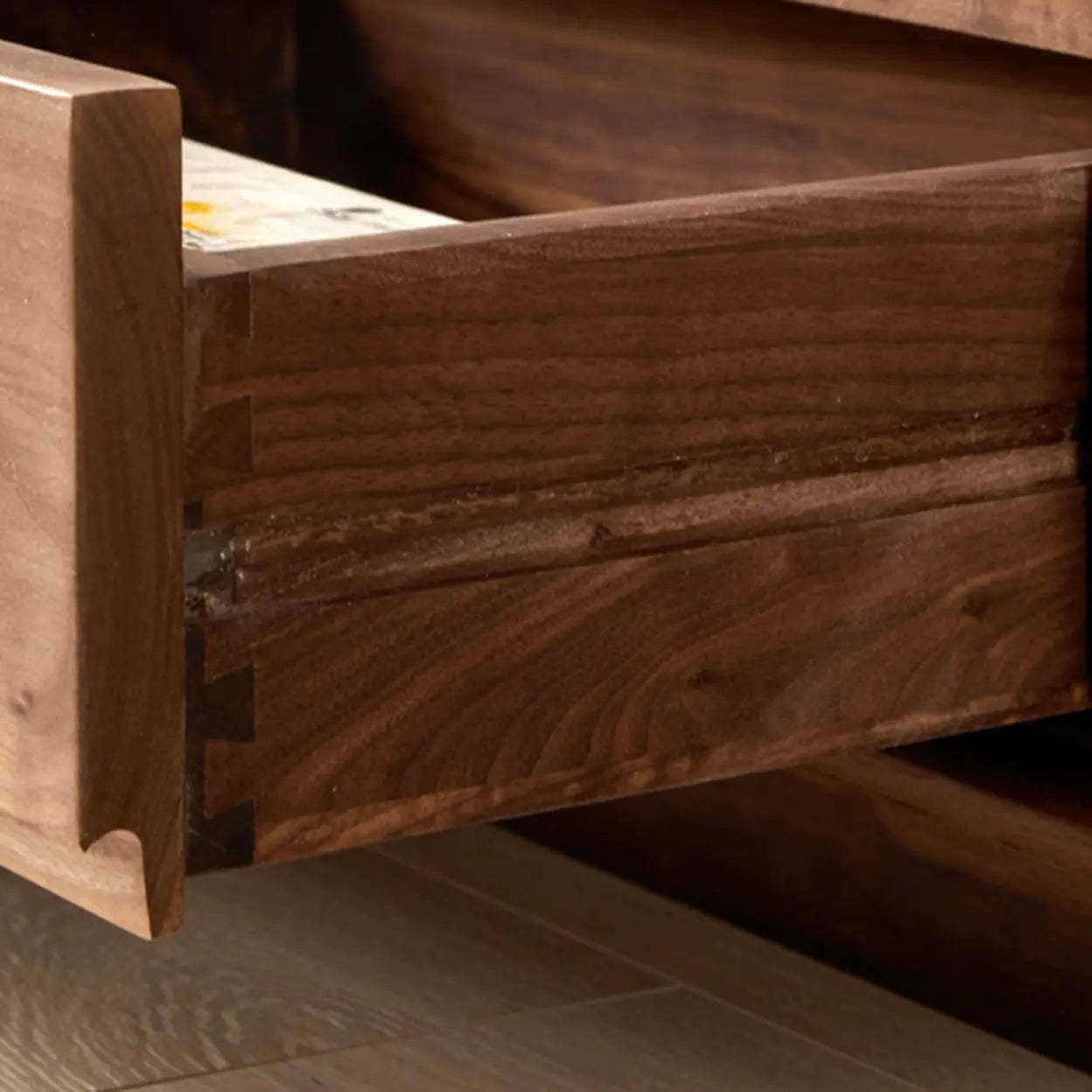 Modern Walnut Wood TV Stand with Cabinets