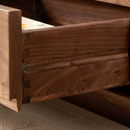 Modern Walnut Wood TV Stand with Cabinets