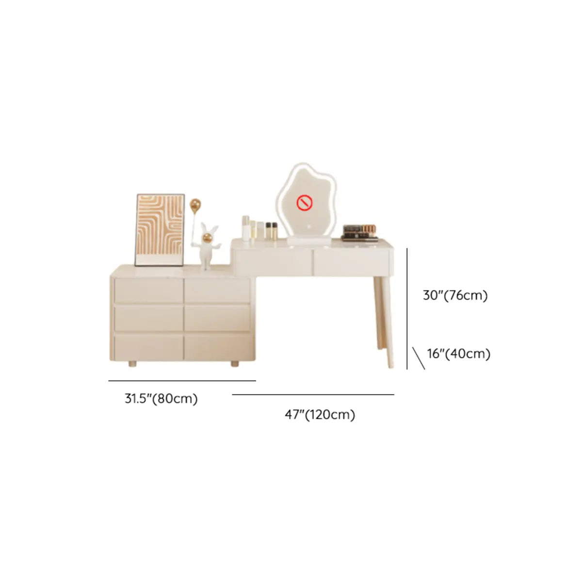 Modern Wavy White Marble LED Vanity Set