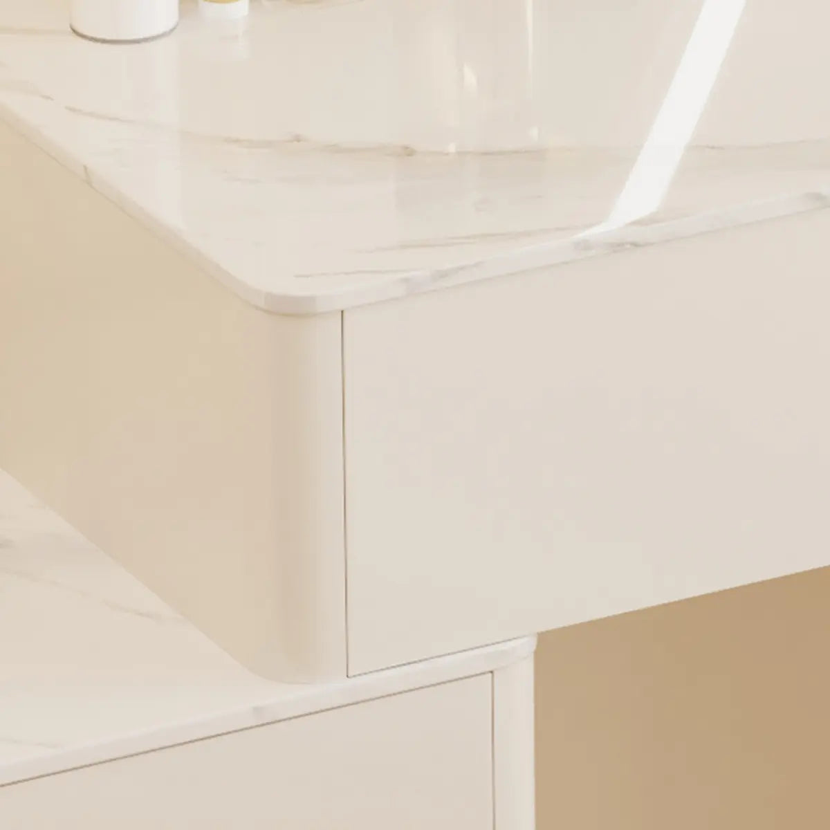 Modern Wavy White Marble LED Vanity Set