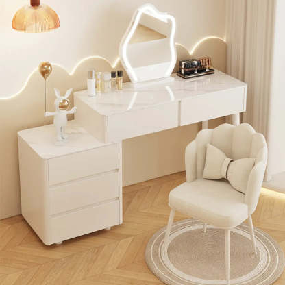 Modern Wavy White Marble LED Vanity Set