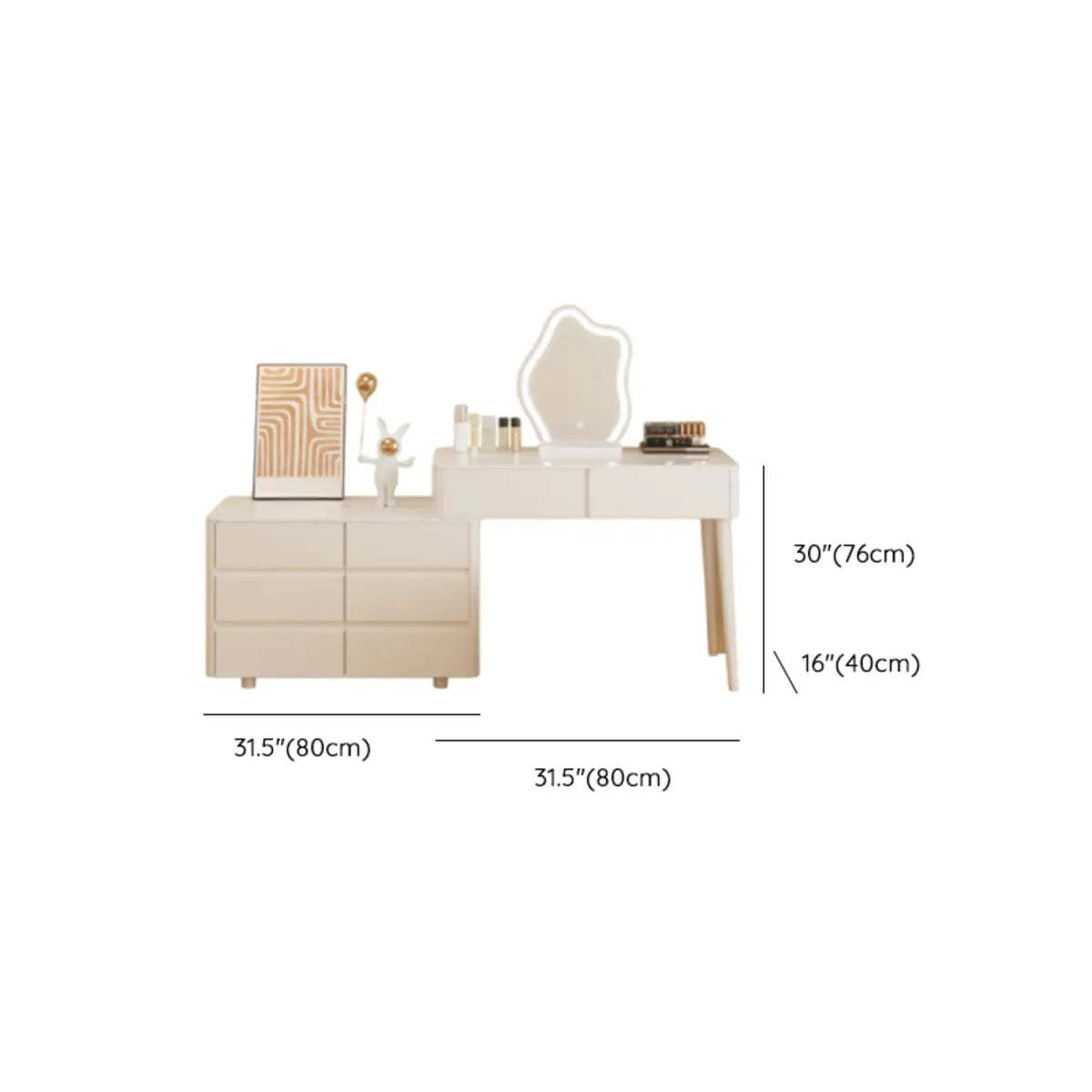 Modern Wavy White Marble LED Vanity Set