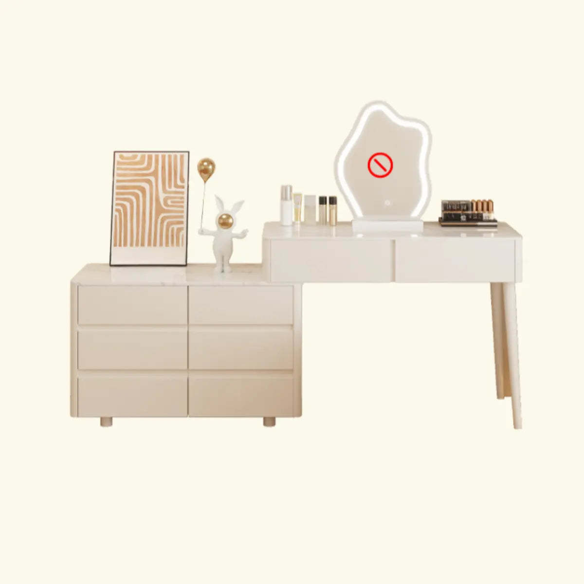 Modern Wavy White Marble LED Vanity Set