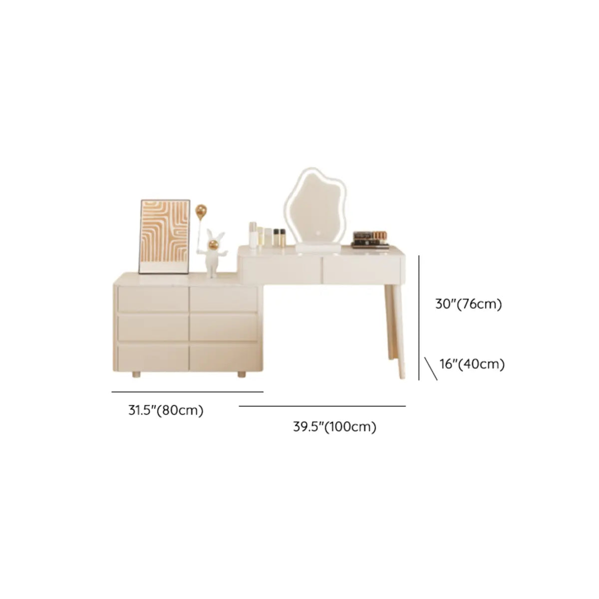 Modern Wavy White Marble LED Vanity Set