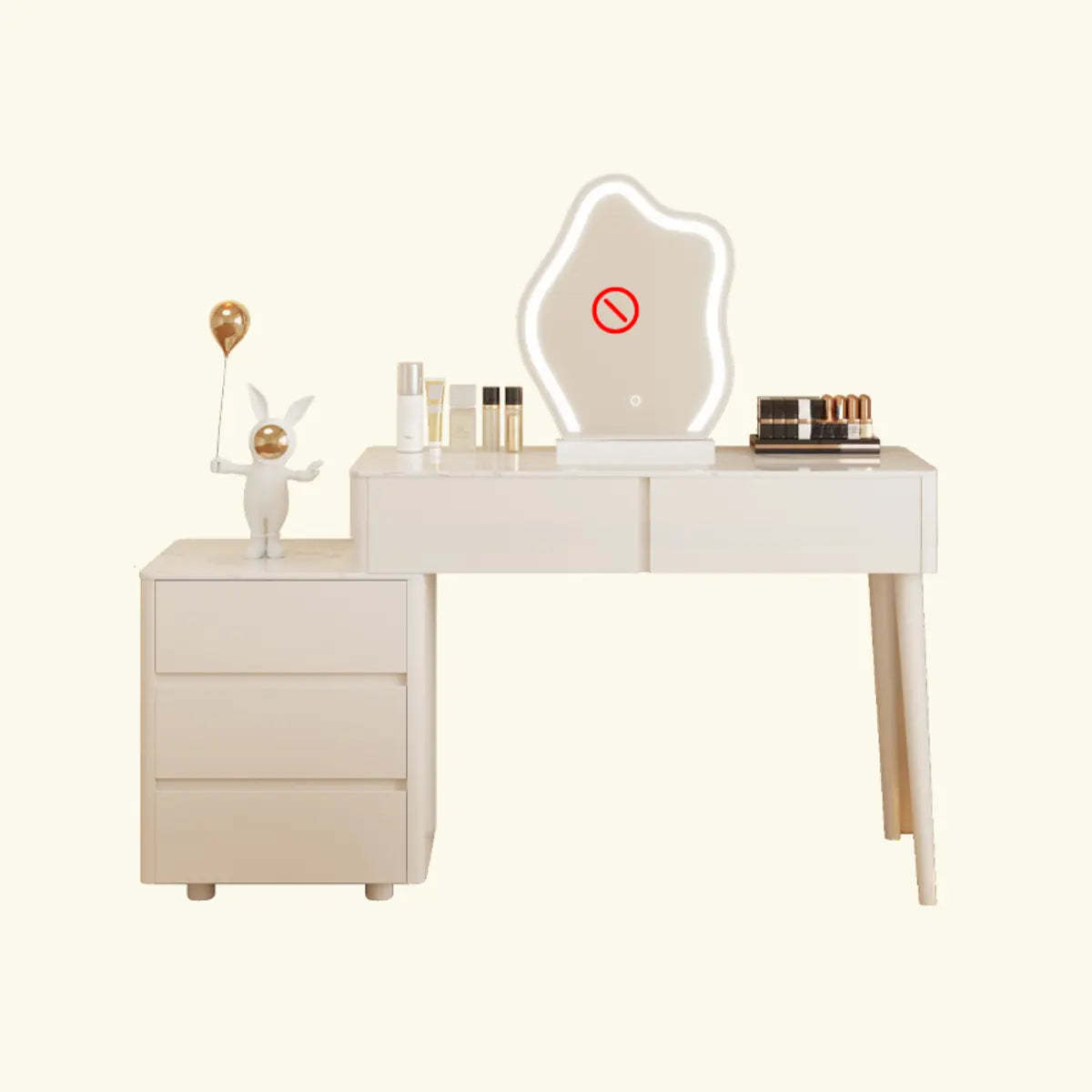 Modern Wavy White Marble LED Vanity Set