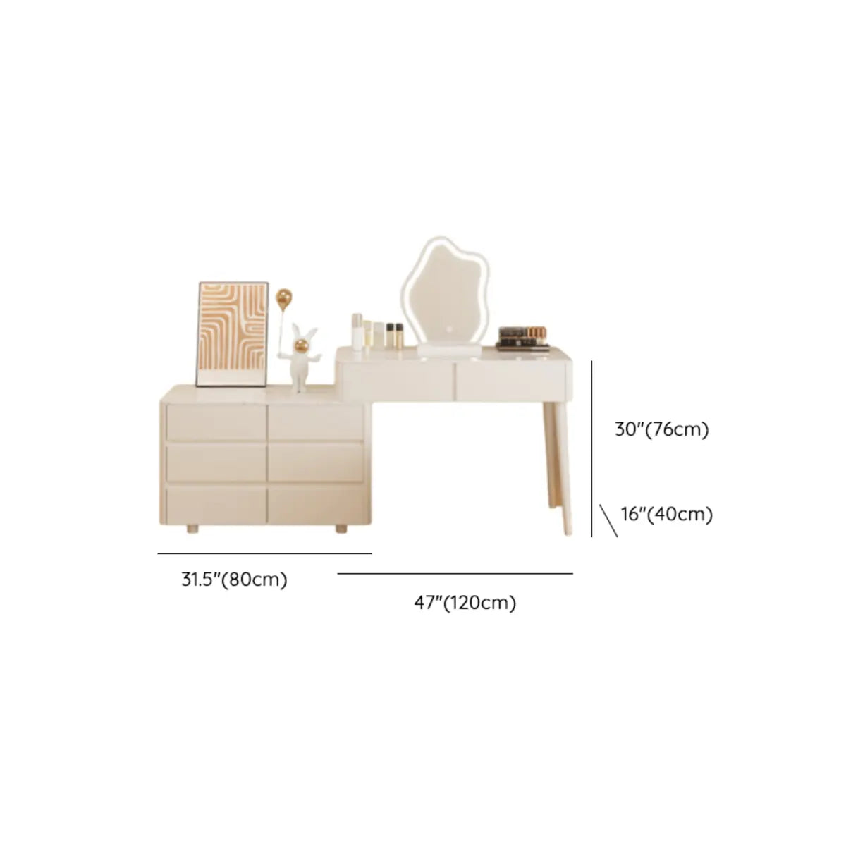 Modern Wavy White Marble LED Vanity Set