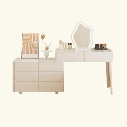 Modern Wavy White Marble LED Vanity Set