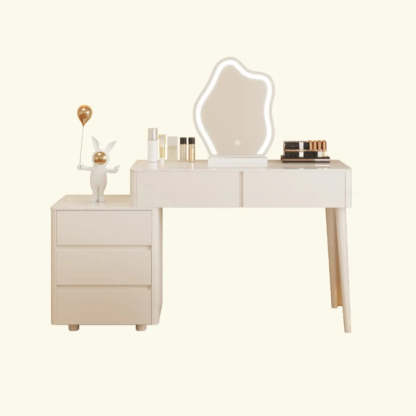 Modern Wavy White Marble LED Vanity Set