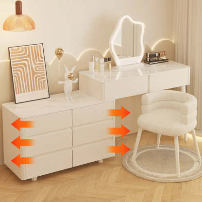 Modern Wavy White Marble LED Vanity Set