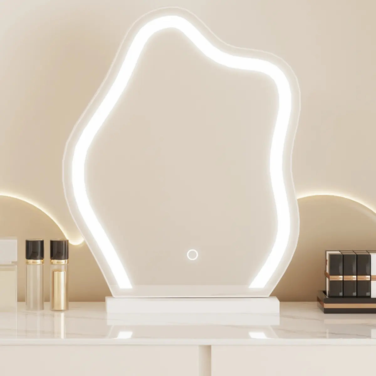 Modern Wavy White Marble LED Vanity Set