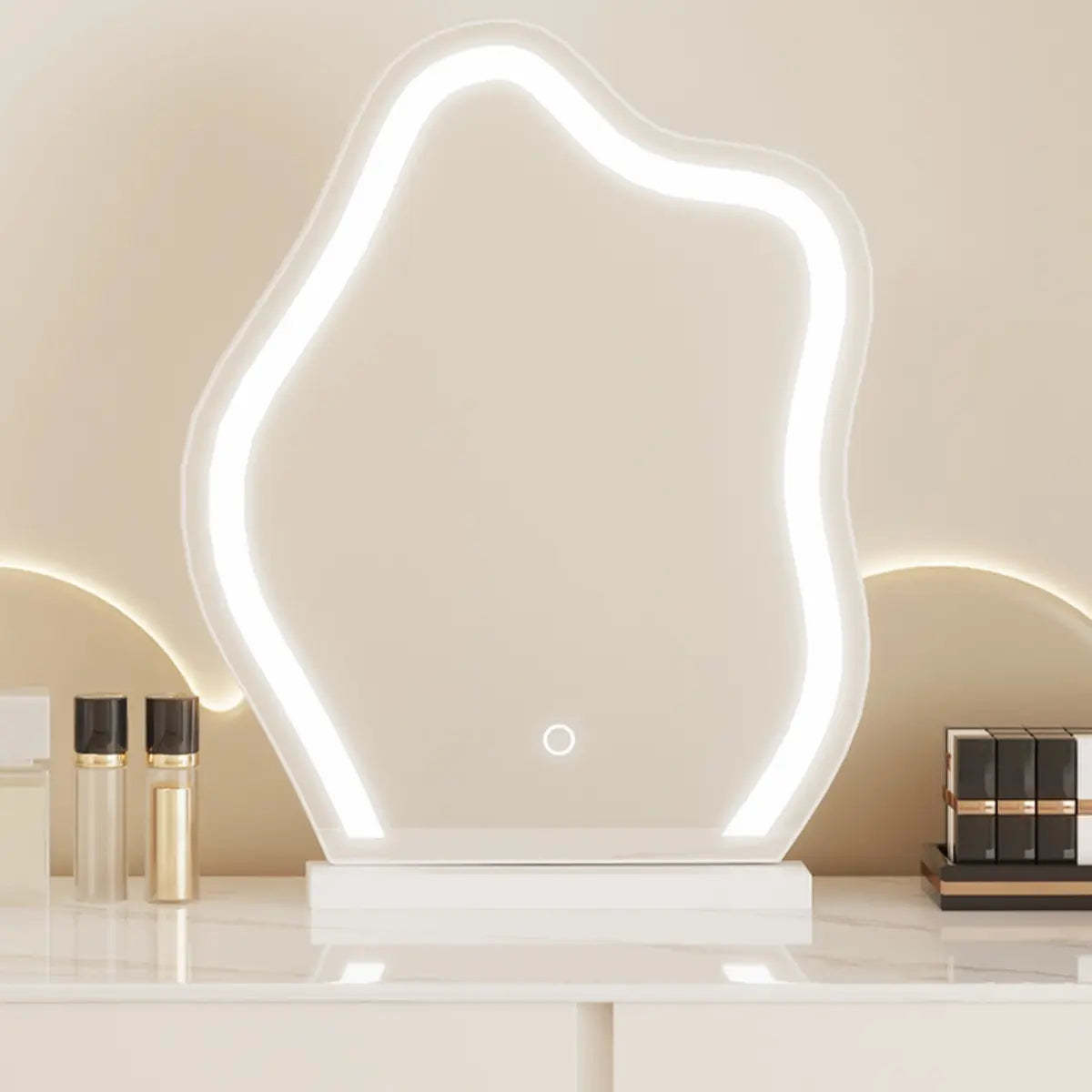 Modern Wavy White Marble LED Vanity Set
