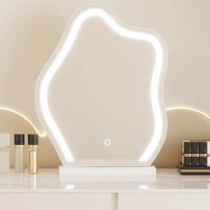 Modern Wavy White Marble LED Vanity Set