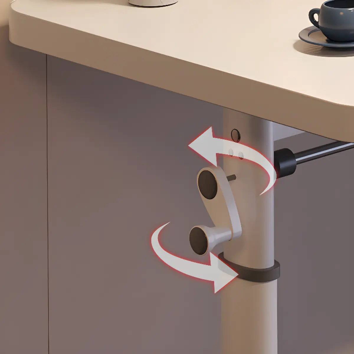 Modern White Adjustable T-Shape Wood Computer Desk — Without Chairs / Natural Finish