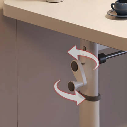 Modern White Adjustable T-Shape Wood Computer Desk — Without Chairs / Natural Finish