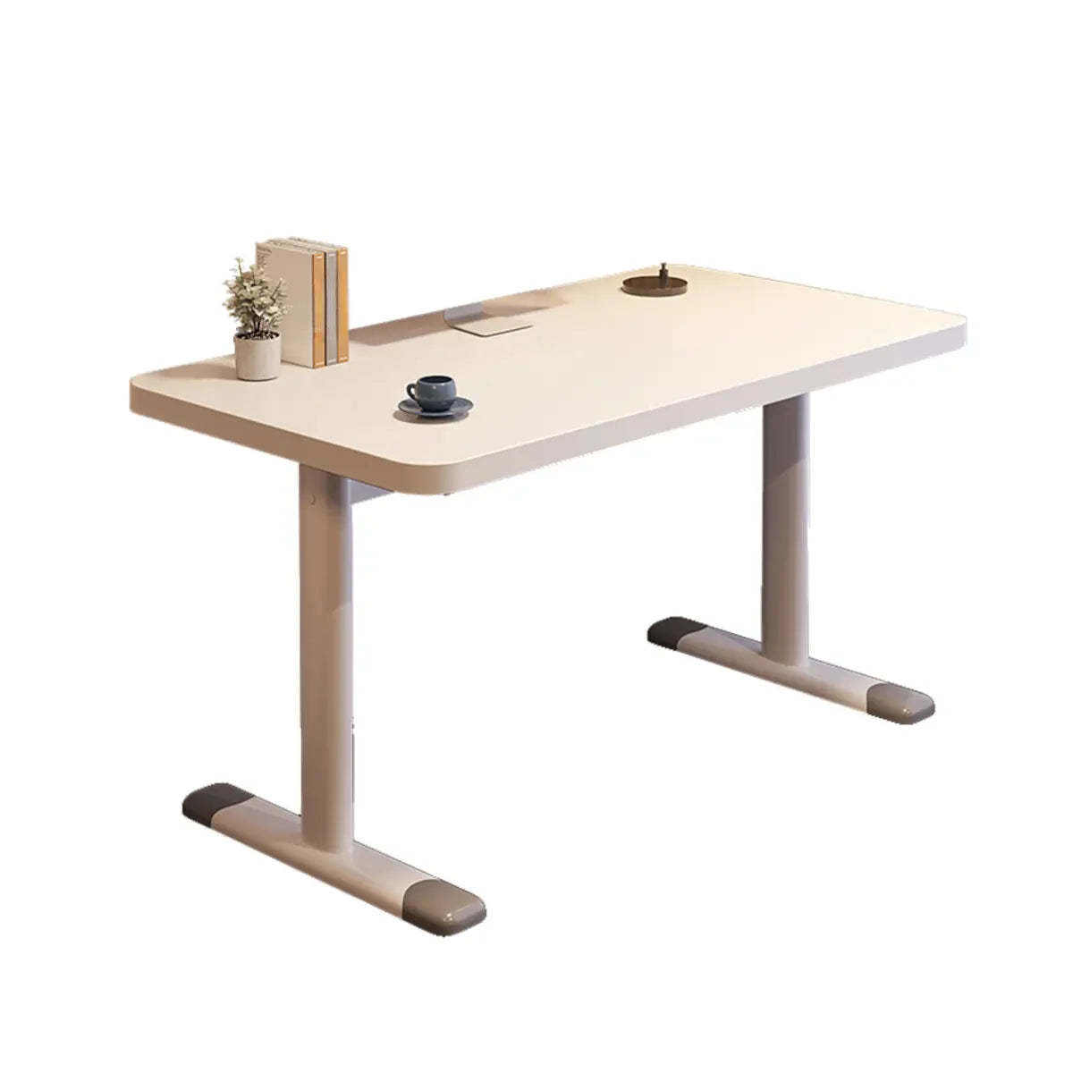 Modern White Adjustable T-Shape Wood Computer Desk