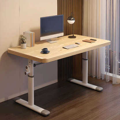Modern White Adjustable T-Shape Wood Computer Desk