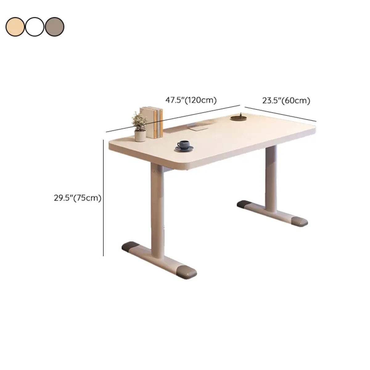 Modern White Adjustable T-Shape Wood Computer Desk