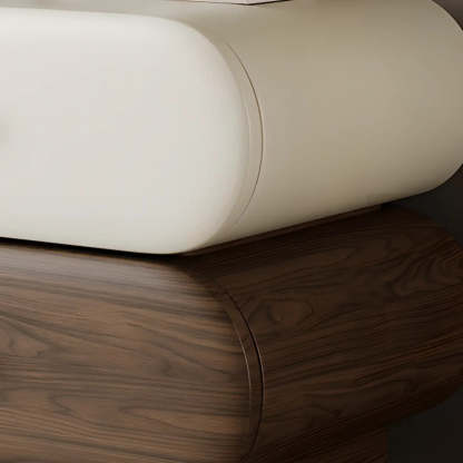 Modern White Brown Oval Nightstand with Drawers