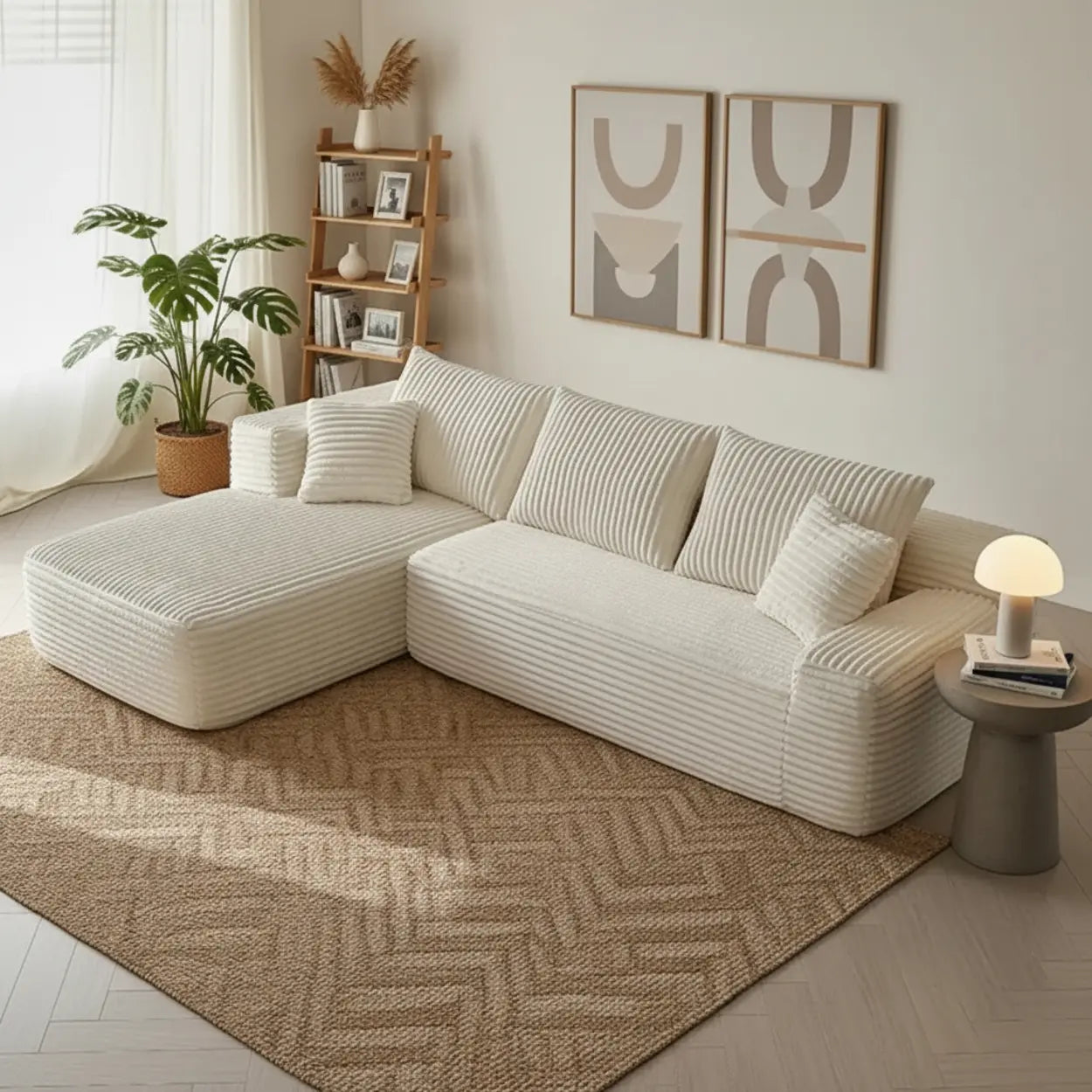 Modern White Compressed Modular Sofa