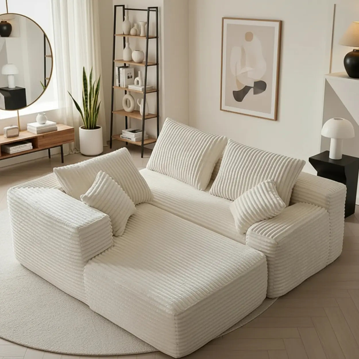 Modern White Compressed Modular Sofa