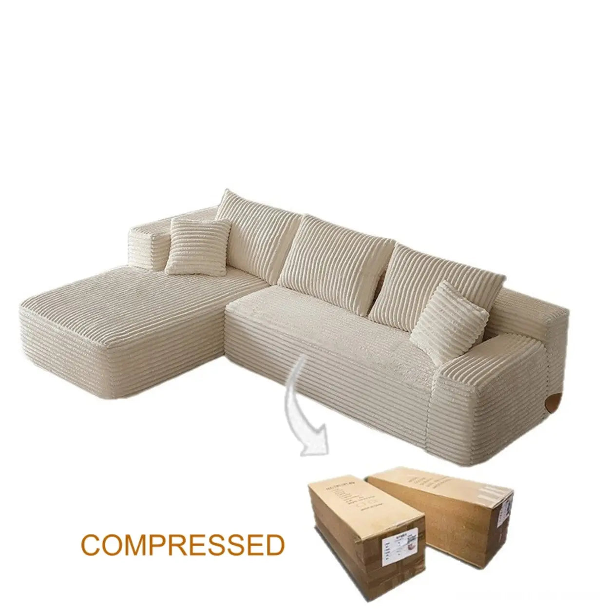 Modern White Compressed Modular Sofa