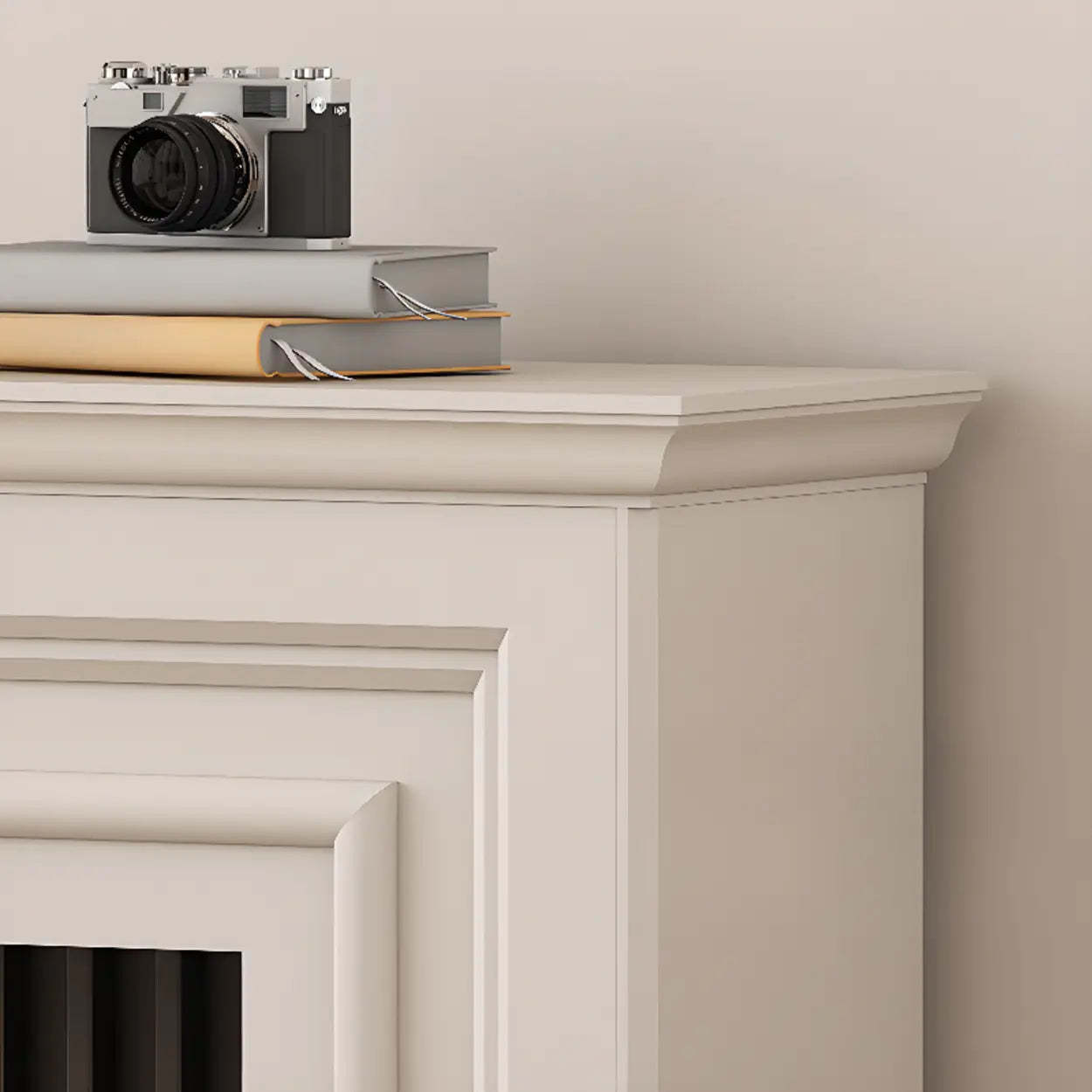 Modern White Electric Fireplace TV Stand with LED Flames