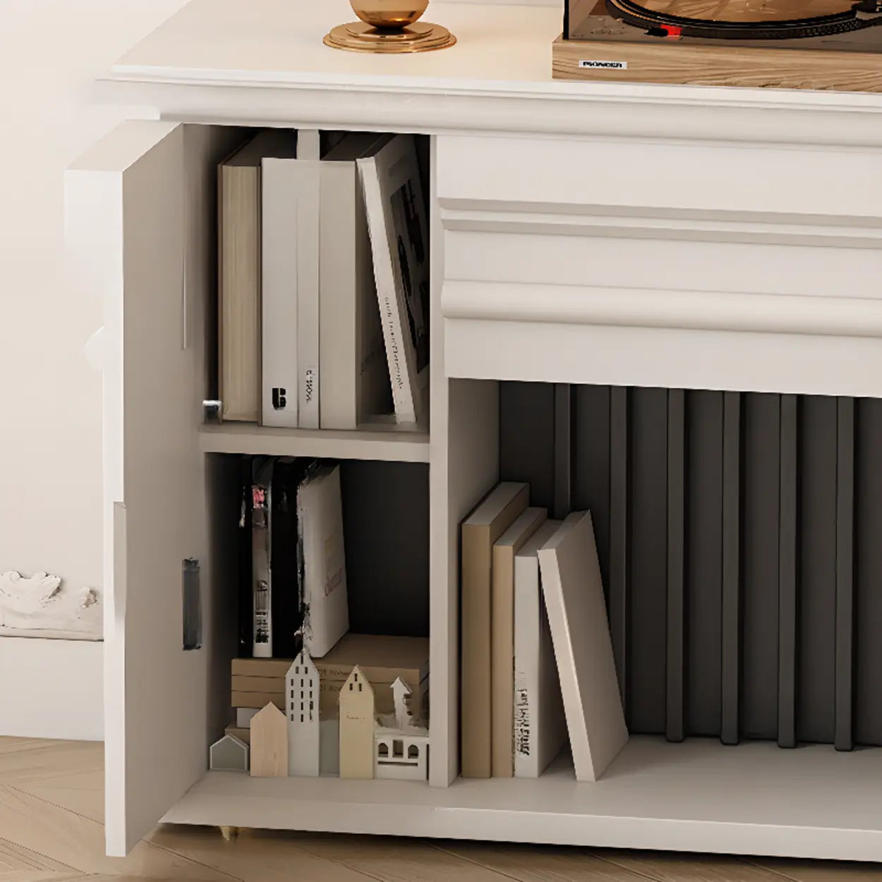 Modern White Electric Fireplace TV Stand with LED Flames