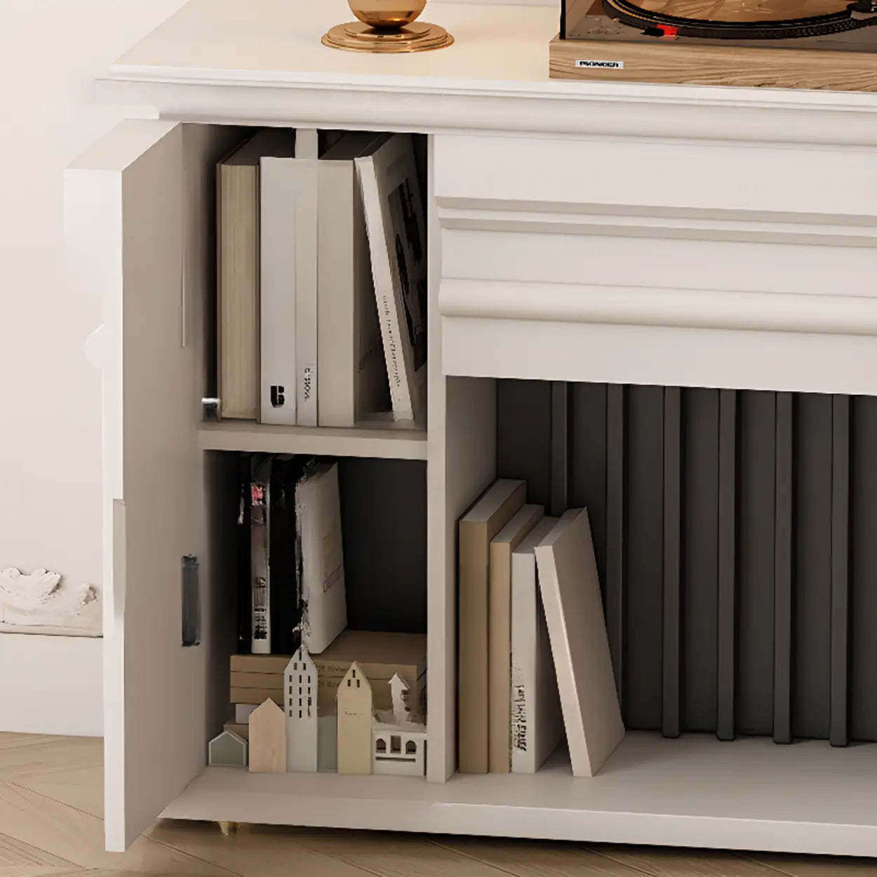 Modern White Electric Fireplace TV Stand with LED Flames