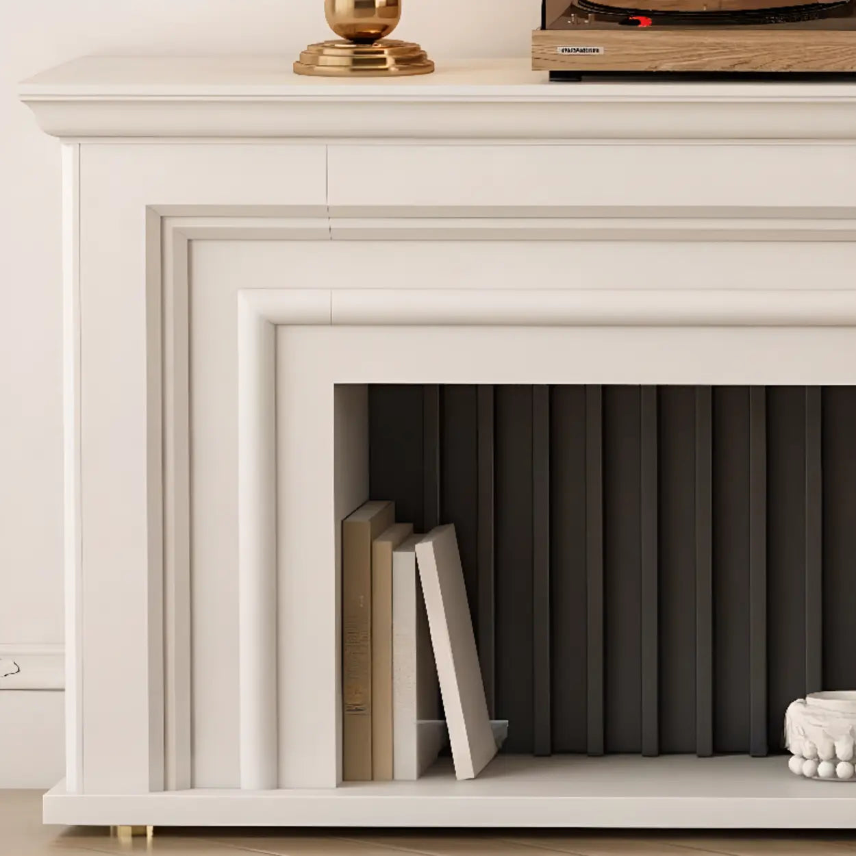 Modern White Electric Fireplace TV Stand with LED Flames