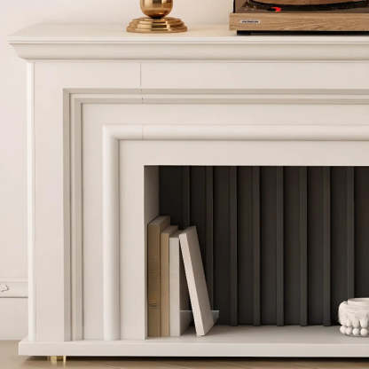 Modern White Electric Fireplace TV Stand with LED Flames