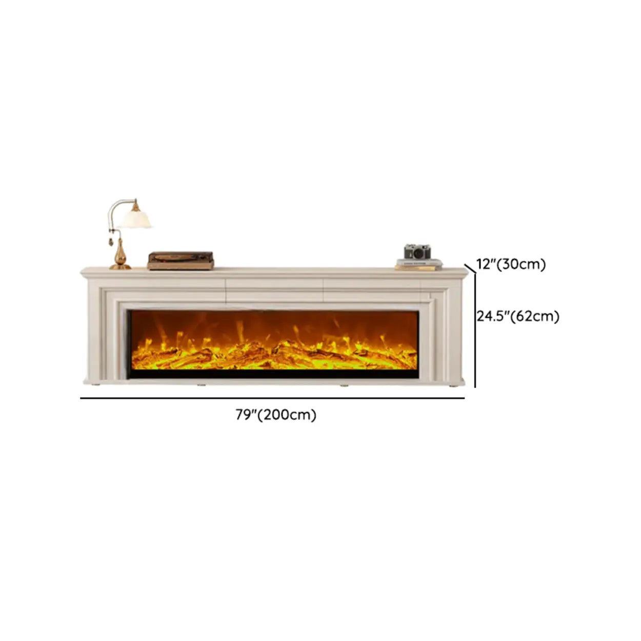 Modern White Electric Fireplace TV Stand with LED Flames