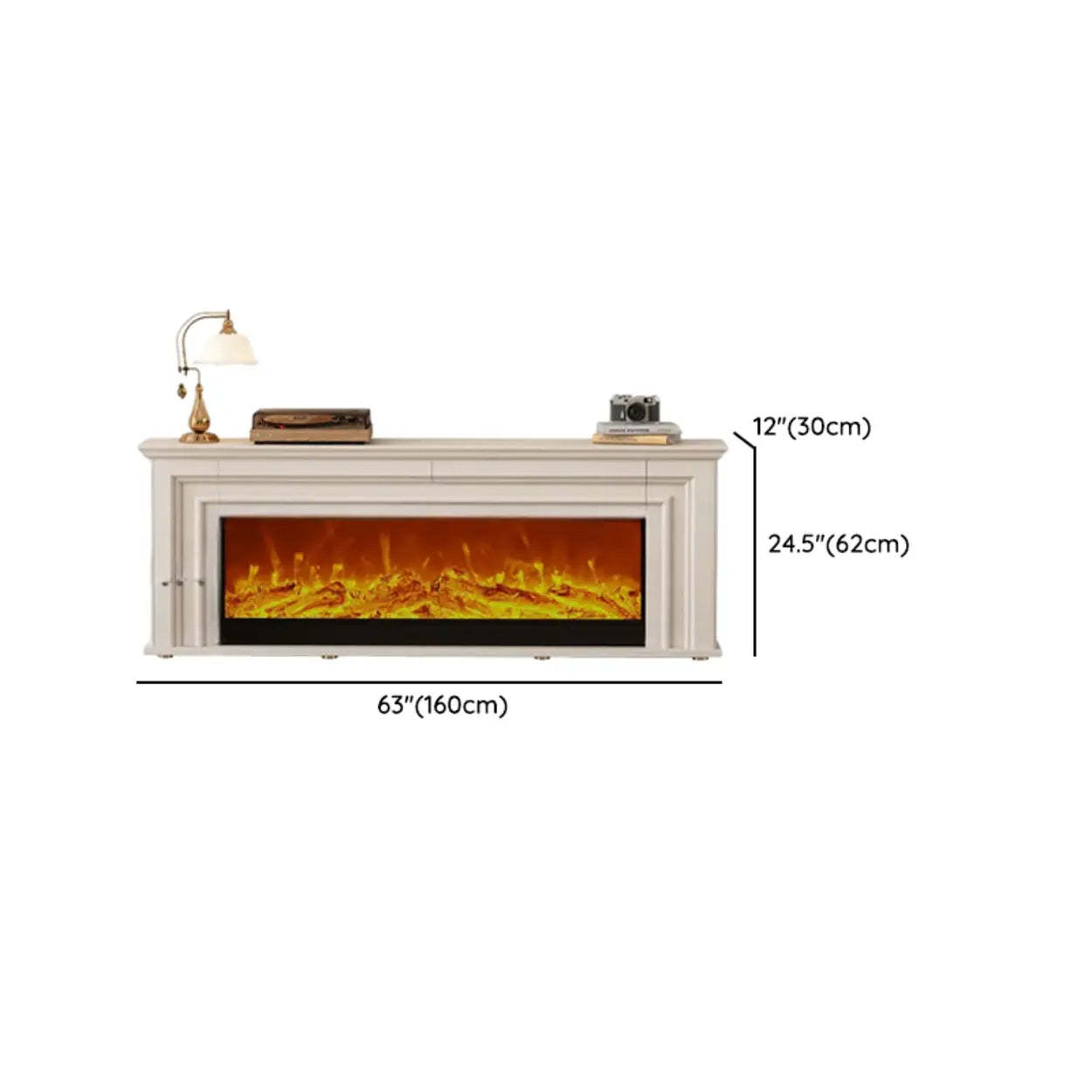 Modern White Electric Fireplace TV Stand with LED Flames