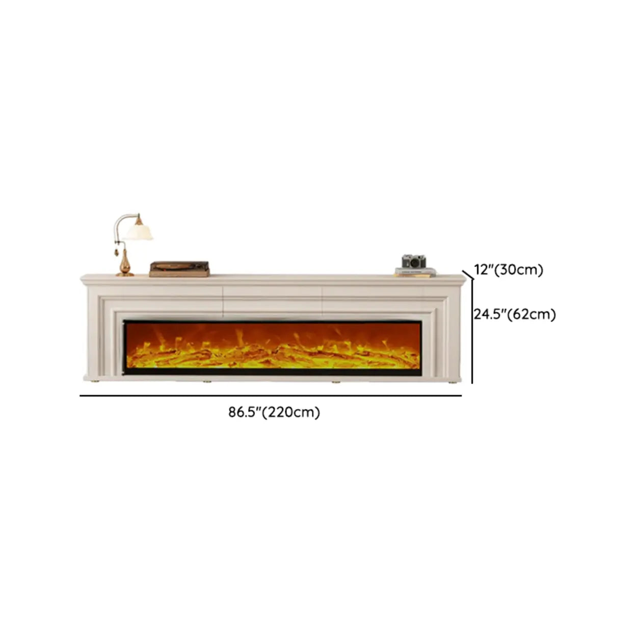 Modern White Electric Fireplace TV Stand with LED Flames