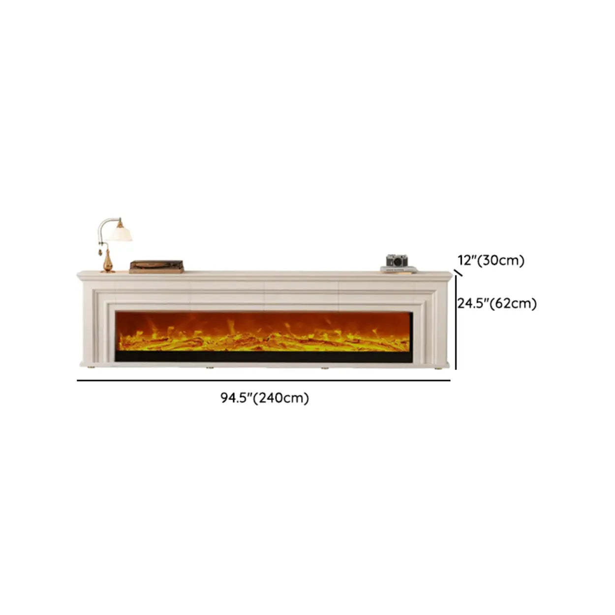 Modern White Electric Fireplace TV Stand with LED Flames