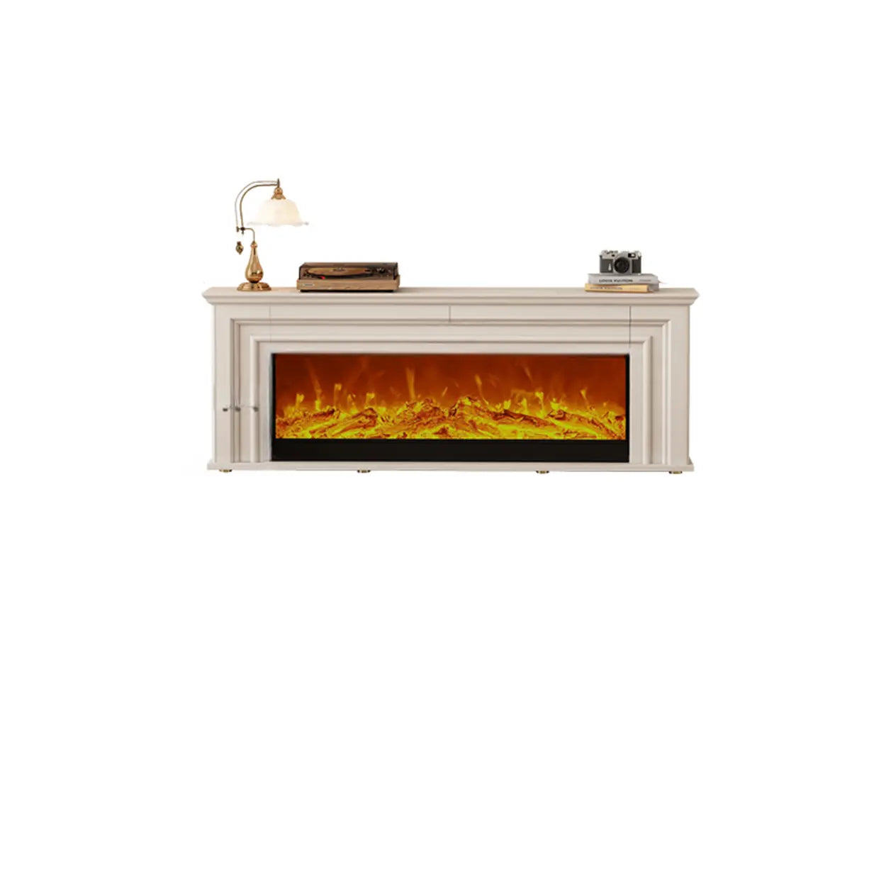 Modern White Electric Fireplace TV Stand with LED Flames