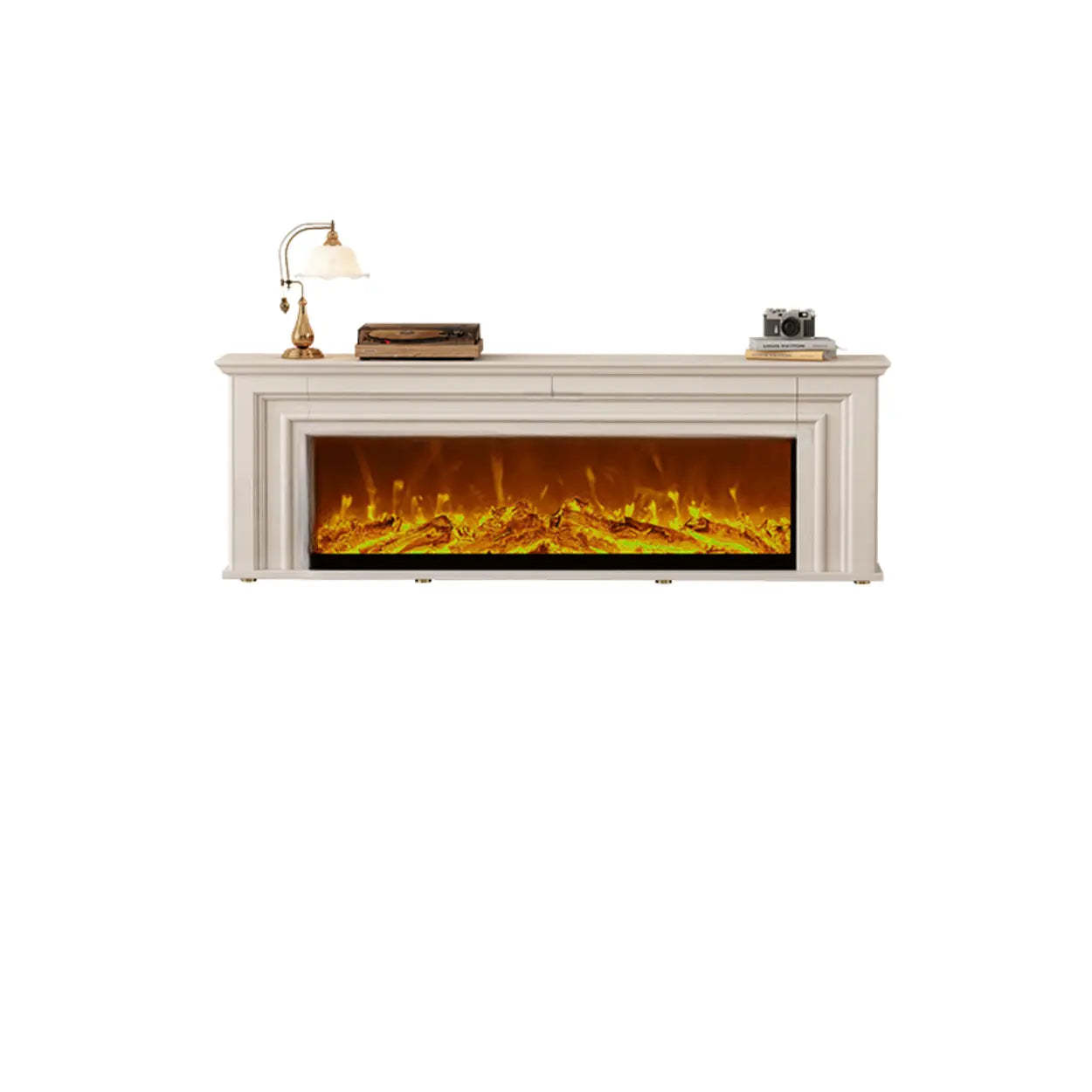 Modern White Electric Fireplace TV Stand with LED Flames