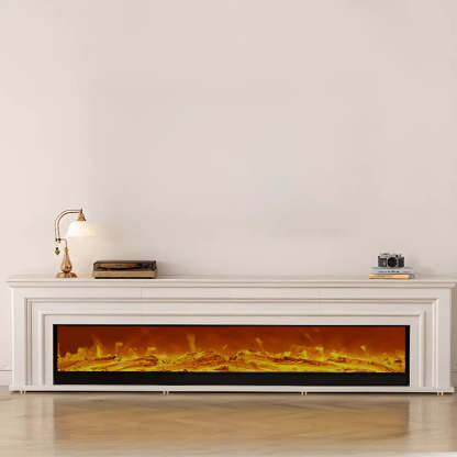 Modern White Electric Fireplace TV Stand with LED Flames