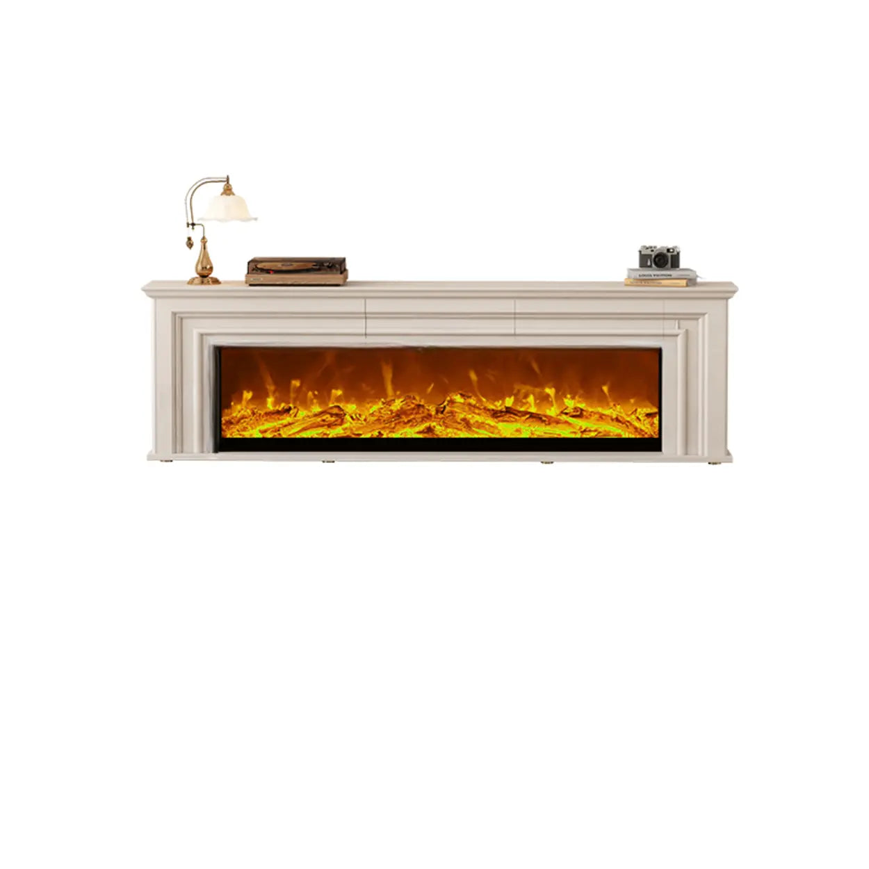 Modern White Electric Fireplace TV Stand with LED Flames