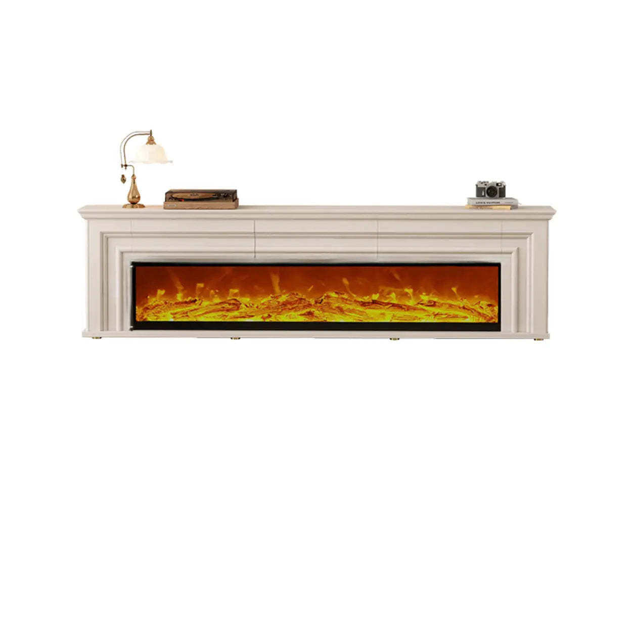 Modern White Electric Fireplace TV Stand with LED Flames
