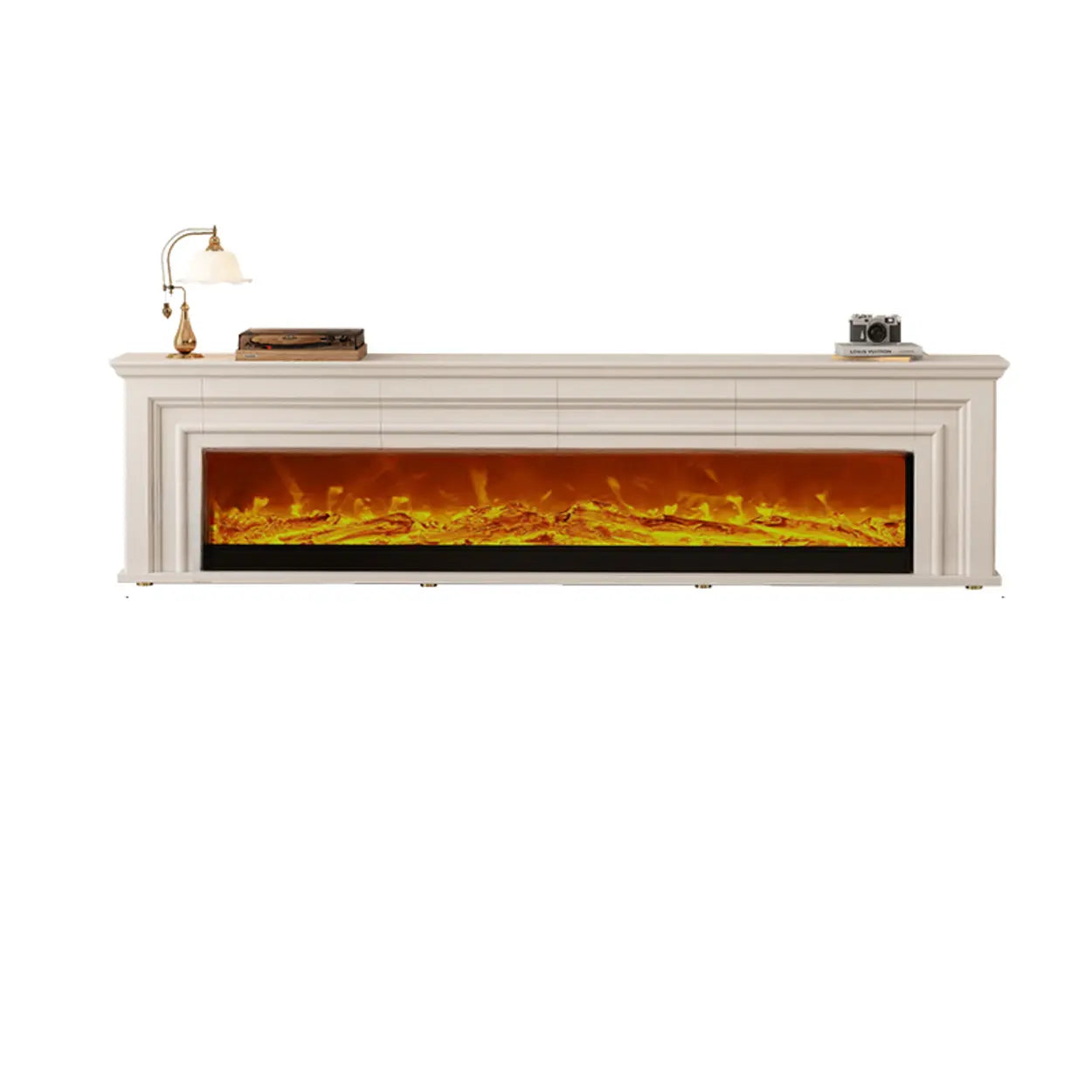 Modern White Electric Fireplace TV Stand with LED Flames
