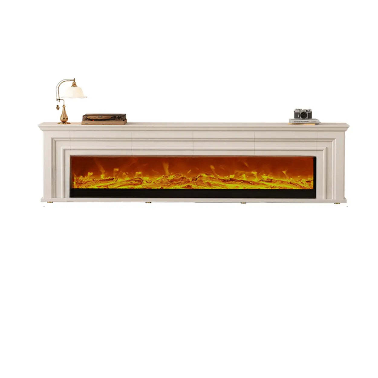 Modern White Electric Fireplace TV Stand with LED Flames
