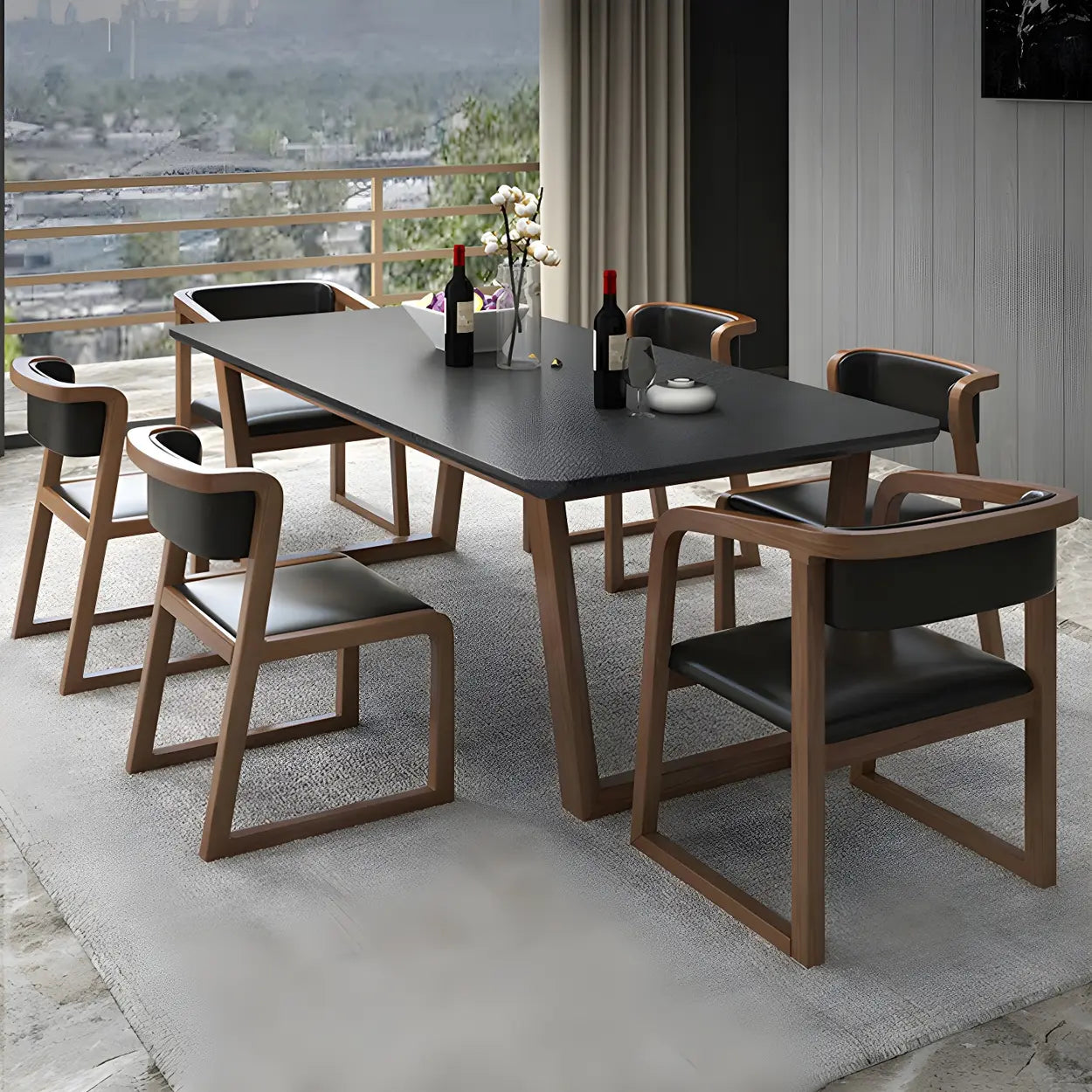 Modern Elegant Rectangular White Stone Dining Table — White / Table Only