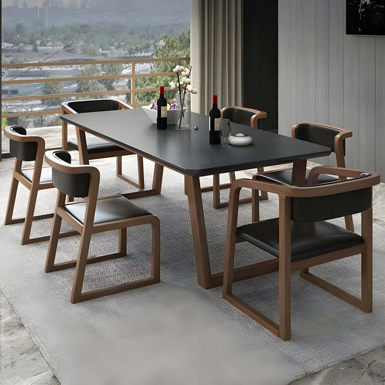 Modern Elegant Rectangular White Stone Dining Table — White / Table Only