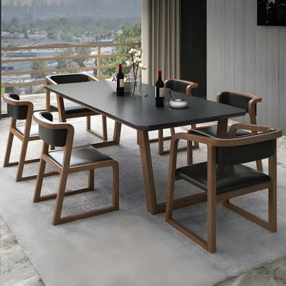 Modern Elegant Rectangular White Stone Dining Table — White / Table Only