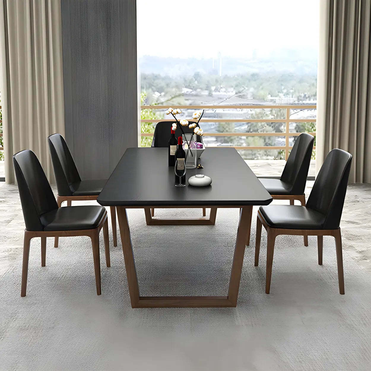 Modern Elegant Rectangular White Stone Dining Table — White / Table Only