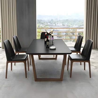 Modern Elegant Rectangular White Stone Dining Table — White / Table Only