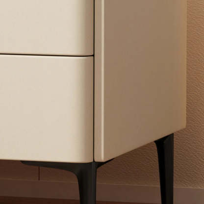 Modern White Stone Top Storage Nightstand — Dark Gray